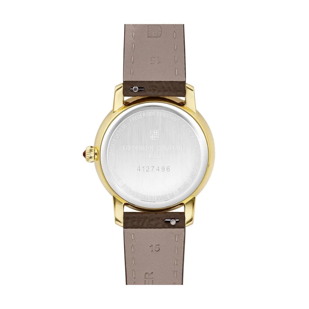 Frédérique Constant Montre Frédérique Constant Classics Slimline Ladies MoonPhase Quartz Cadran Blanc Bracelet Cuir - FC-206RS1S5