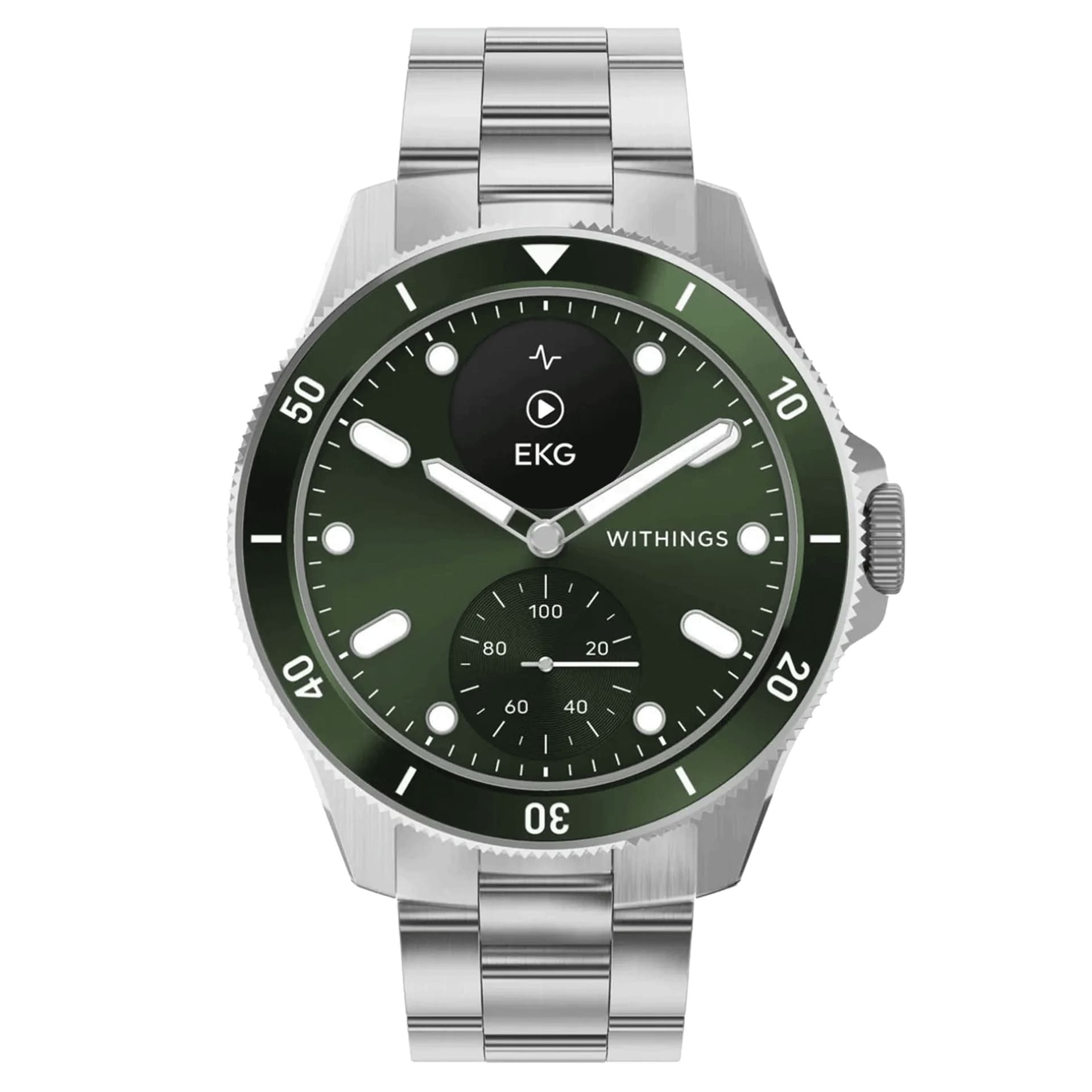 Withings Montre Connectée Withings ScanWatch Nova Green cadran vert bracelet acier 42 mm