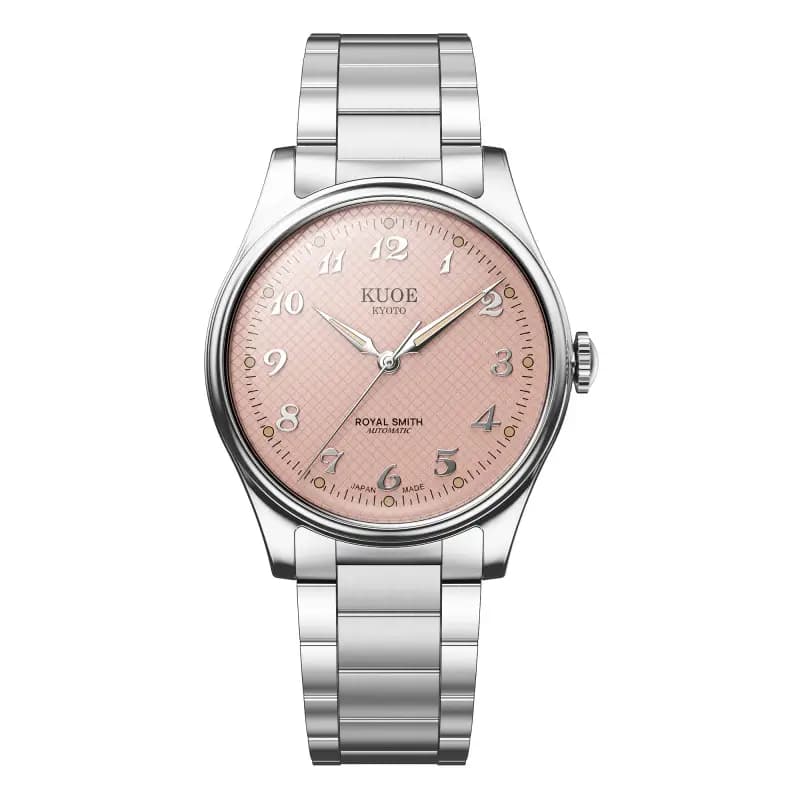 Kuoe Kyoto Montre Royal Smith 90-006 Breguet Numerals Silver Case Pink Dial