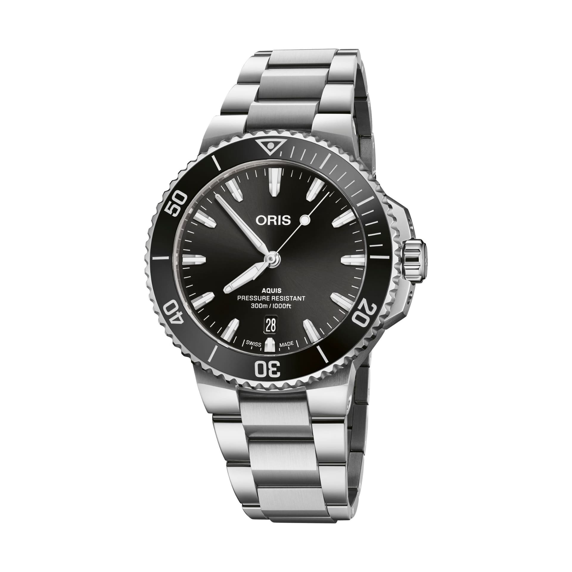 Oris Montre Oris Plongée Aquis Date Calibre 733 automatique cadran noir bracelet acier 41,5 mm
