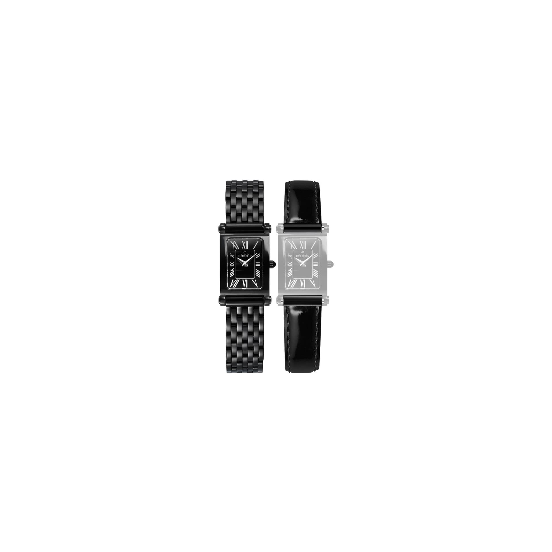 Michel Herbelin Montre Michel Herbelin Coffret Antarès quartz cadran noir bracelets acier et cuir noir