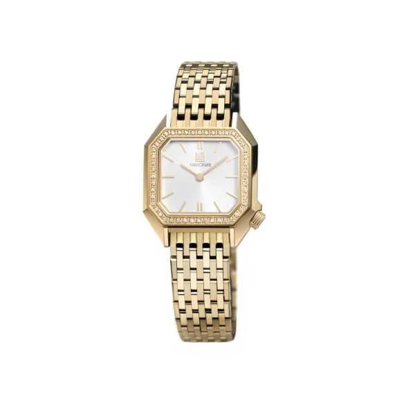 March LA.B Montre March LA.B Lady Mansart Electrique Diamants Or 18k Acier Poli-Brossé 9 maillons Plaqué Or