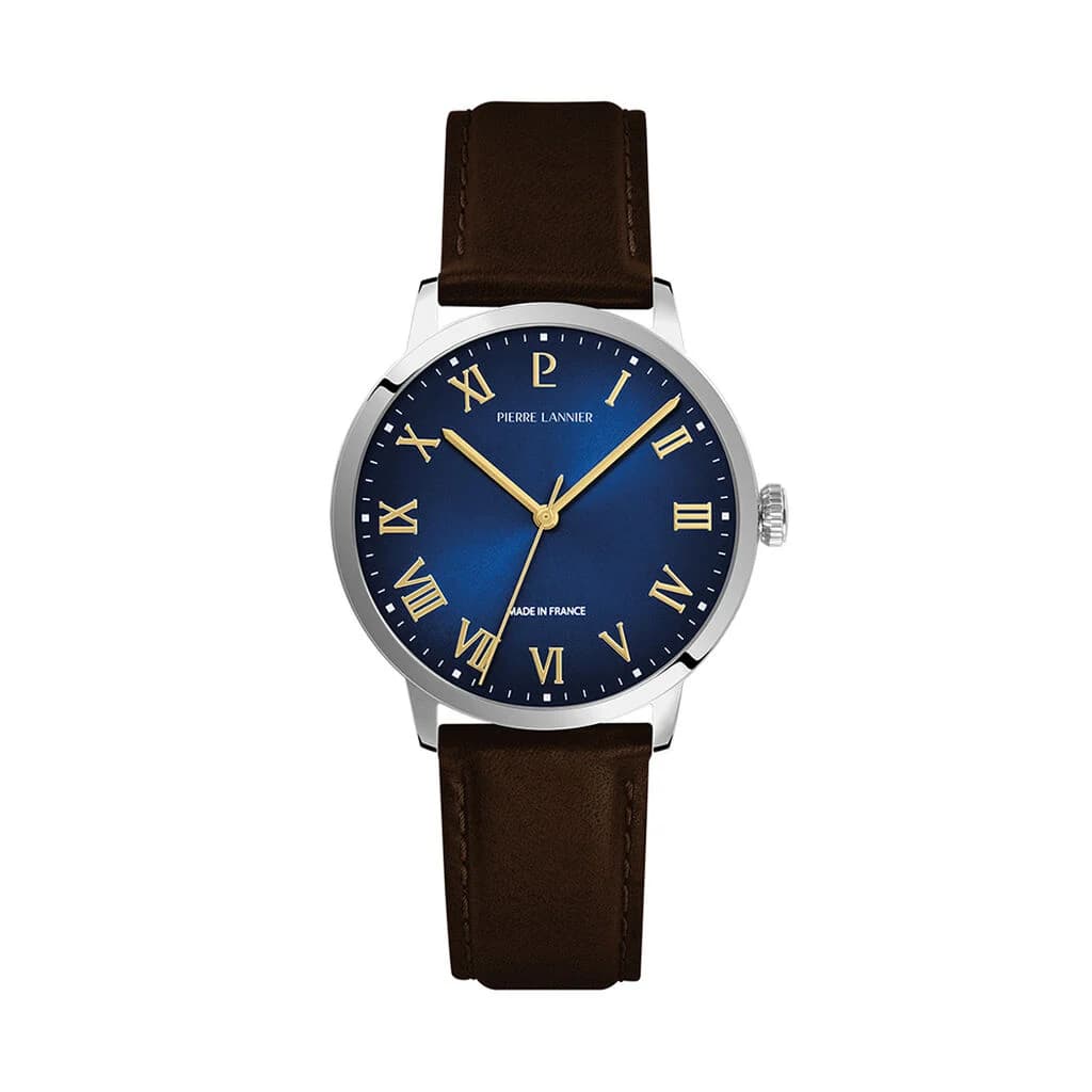 Pierre Lannier Montre Pierre Lannier Collection Interval en Cuir Marron