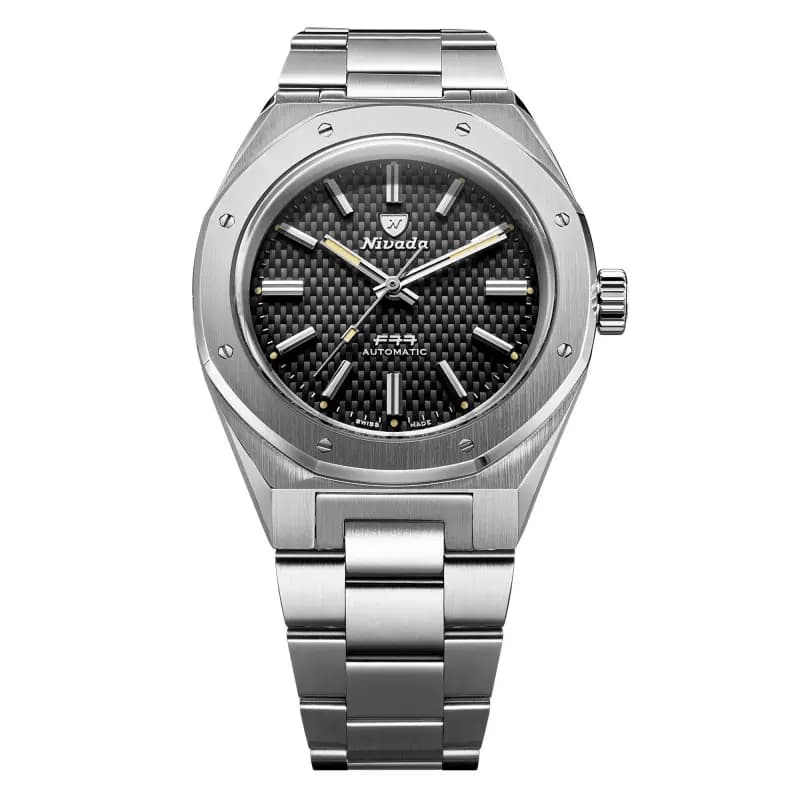 Nivada Grenchen Montre F77 41 Black No Date 68041A77A