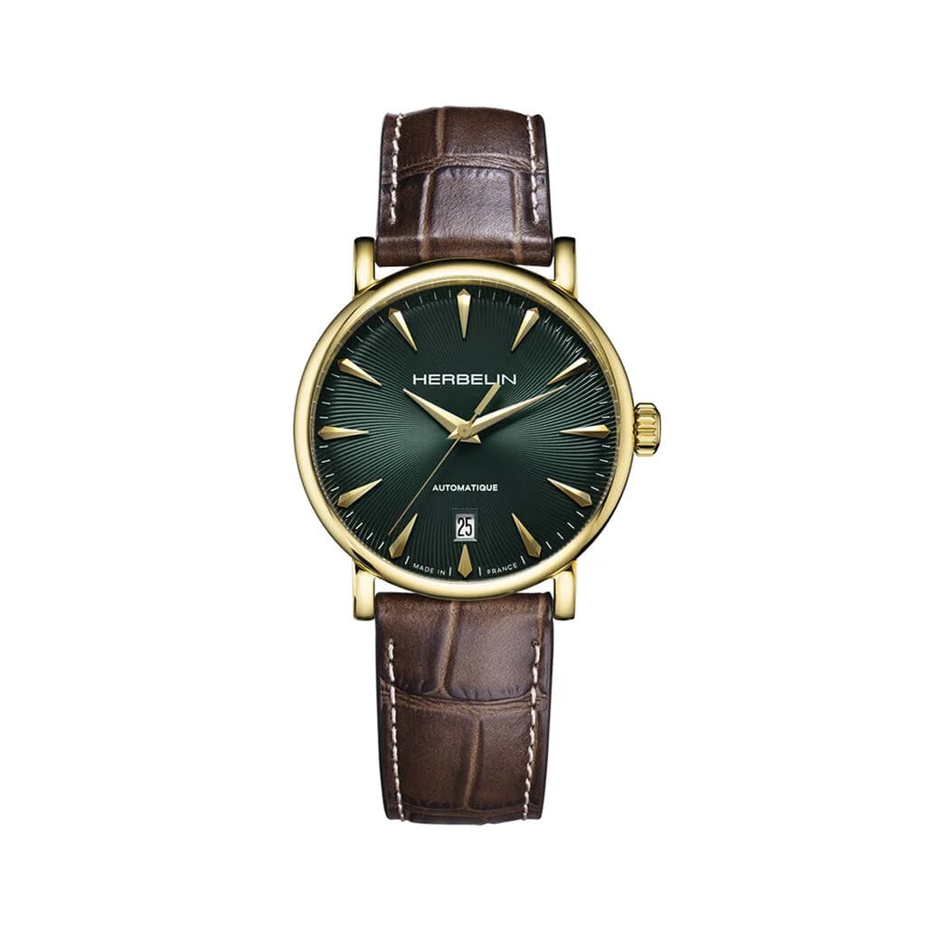 Michel Herbelin Montre Herbelin Inspiration Automatique Automatique Cadran Vert Bracelet Cuir - 2047P16MA