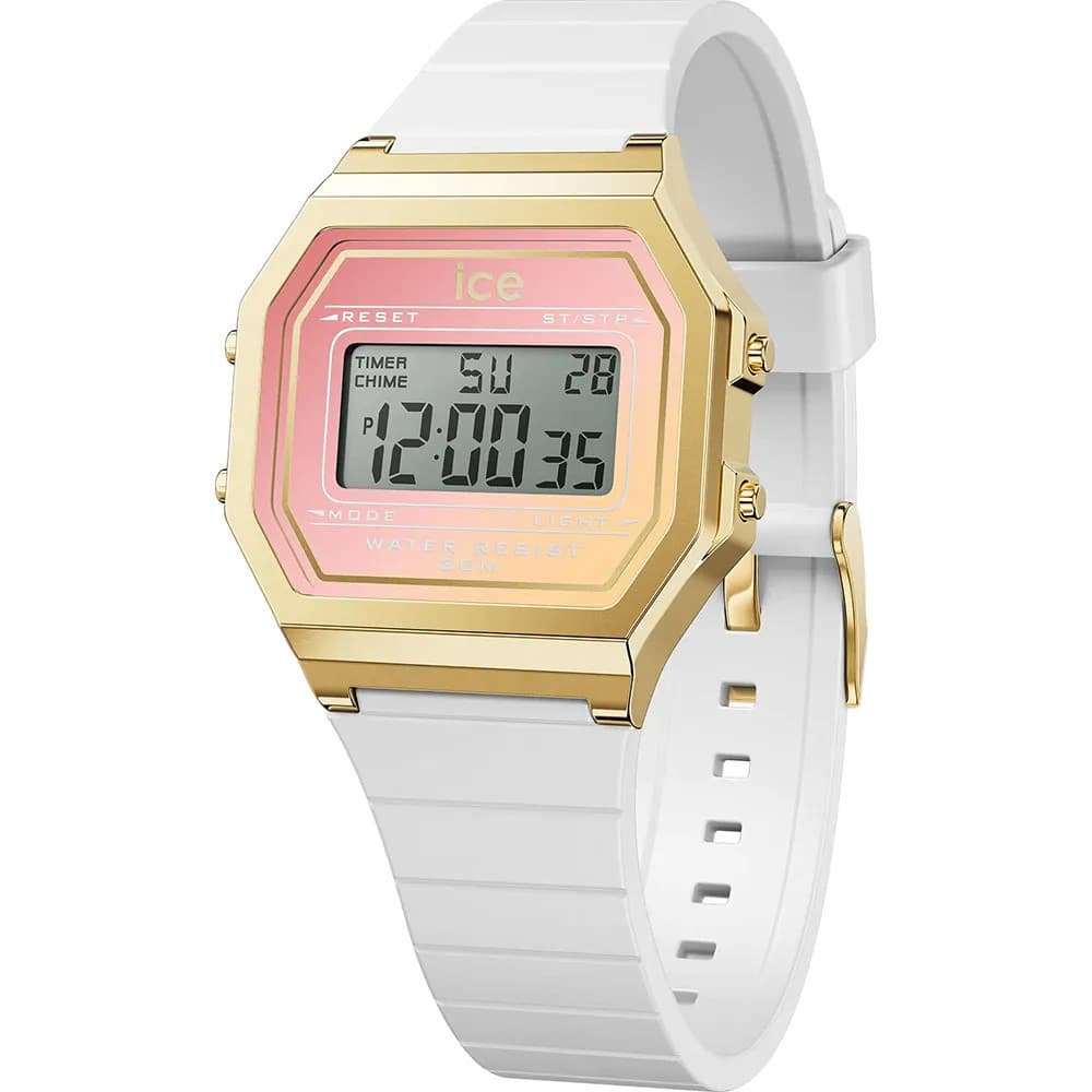 Ice Watch Montre Ice Watch Collection Ice Digit Retro en Silicone Blanc