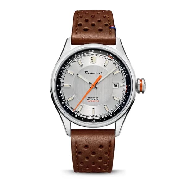Depancel Montre Depancel Autosport Date Cadran Silver Bracelet Racing Marron