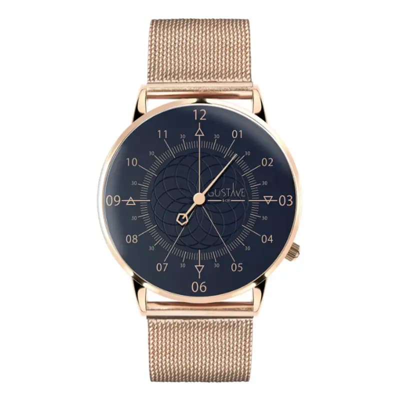 Gustave & Cie Montre 12H Louis Or Rose & Bleu Milanais Or Rose 36mm
