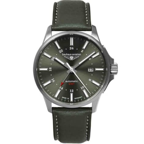 Bauhaus Montre Bauhaus Aviation Titanium GMT Automatique Cadran Vert Bracelet Cuir - 28684