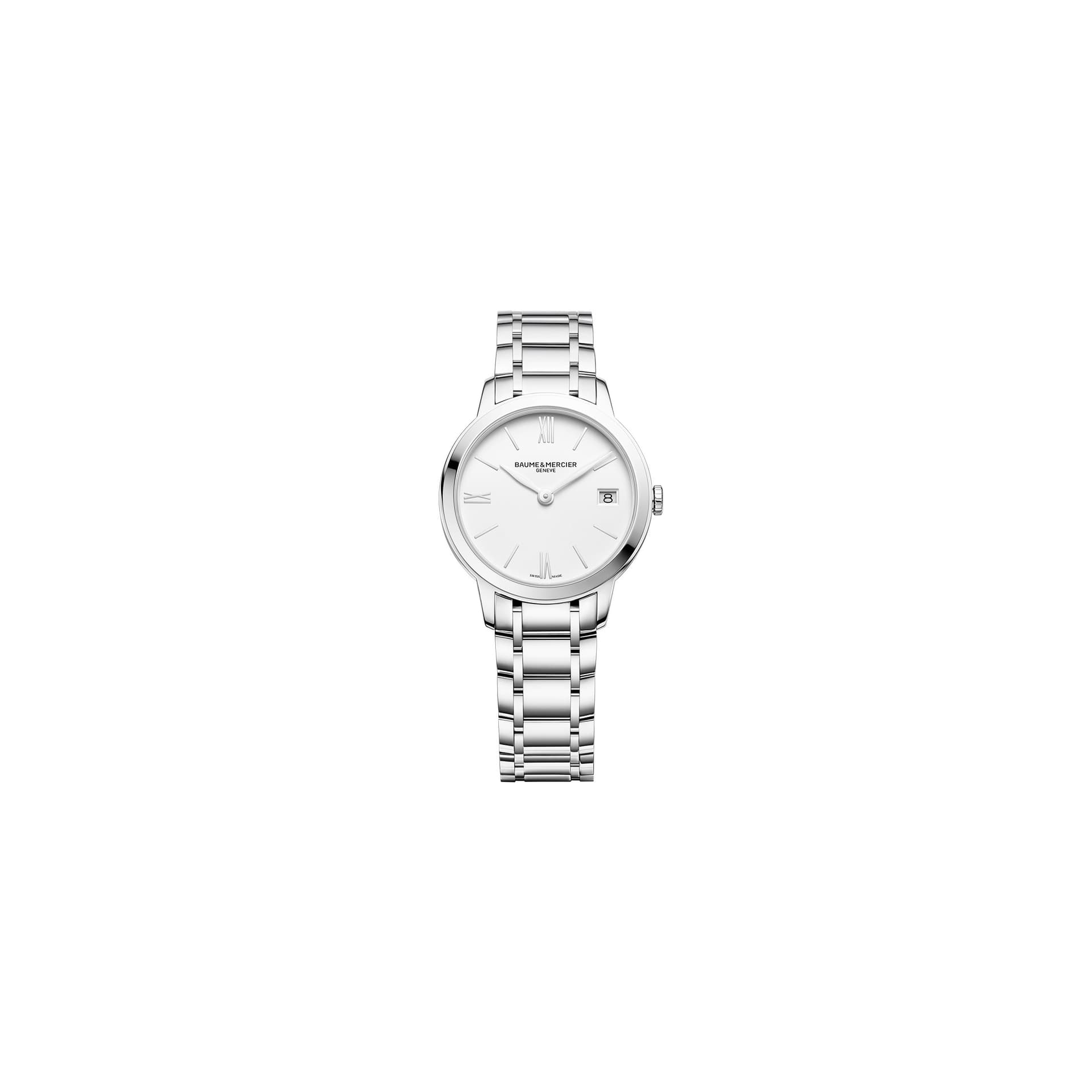 Baume & Mercier Montre Baume et Mercier Classima quartz cadran blanc bracelet acier 31 mm
