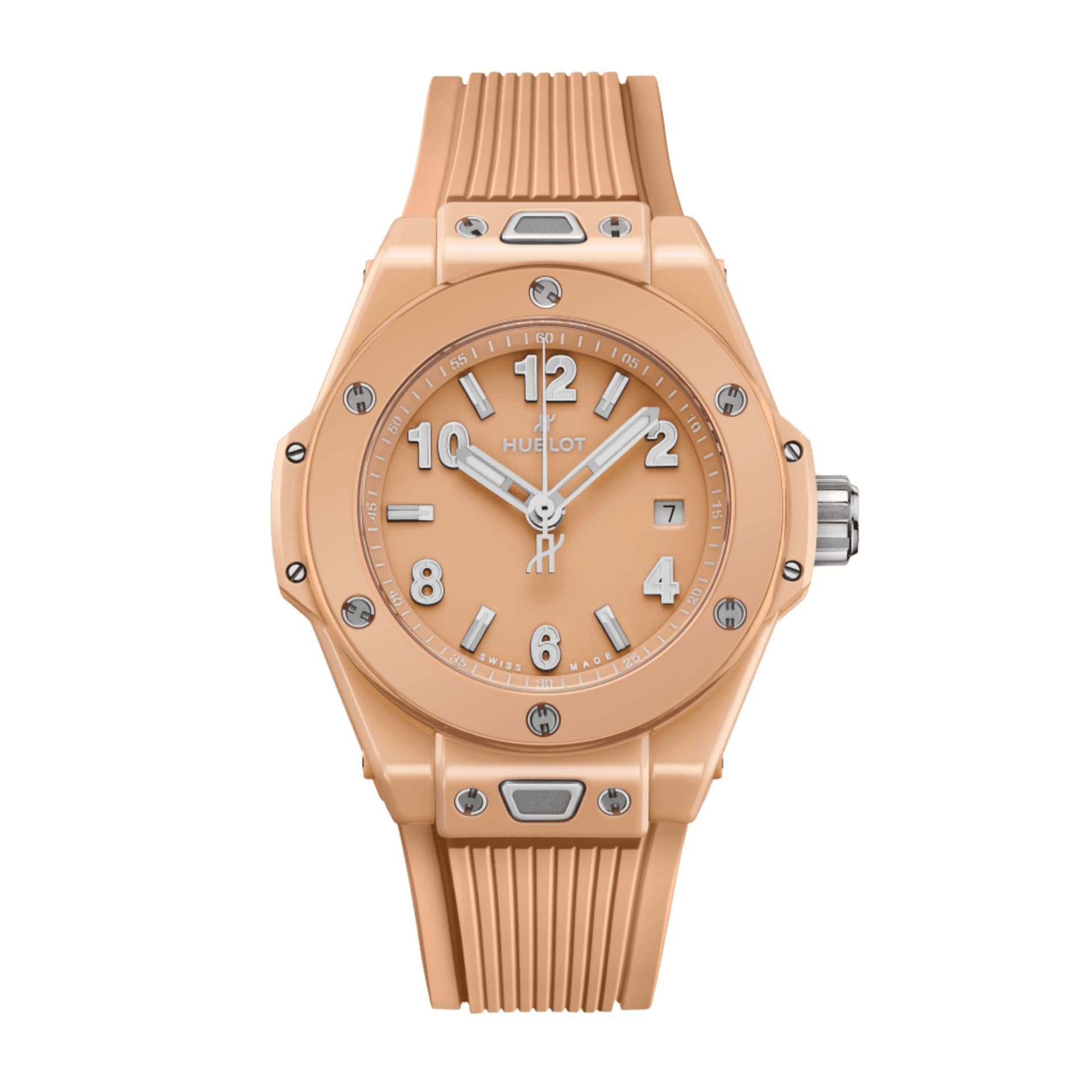 Hublot Montre Hublot Big Bang Peach Ceramic automatique cadran rose bracelet caoutchouc 33 mm