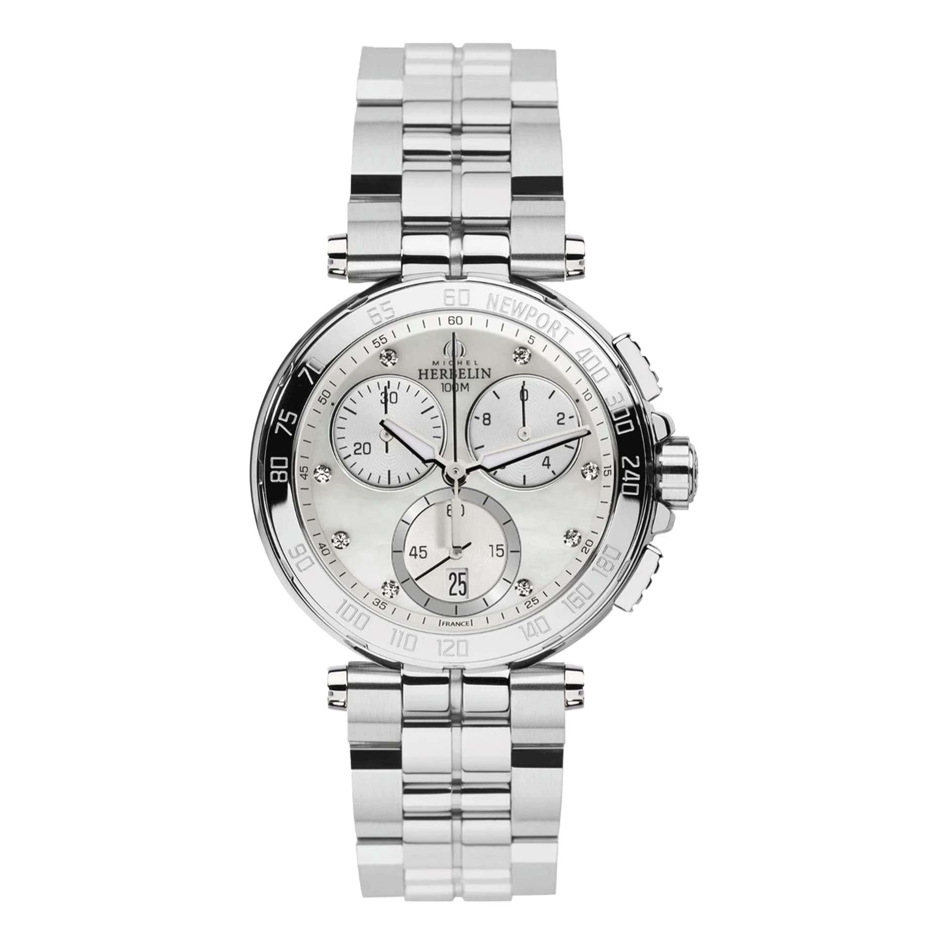 Michel Herbelin Montre Michel Herbelin Newport quartz chronographe cadran nacre bracelet acier 34 mm