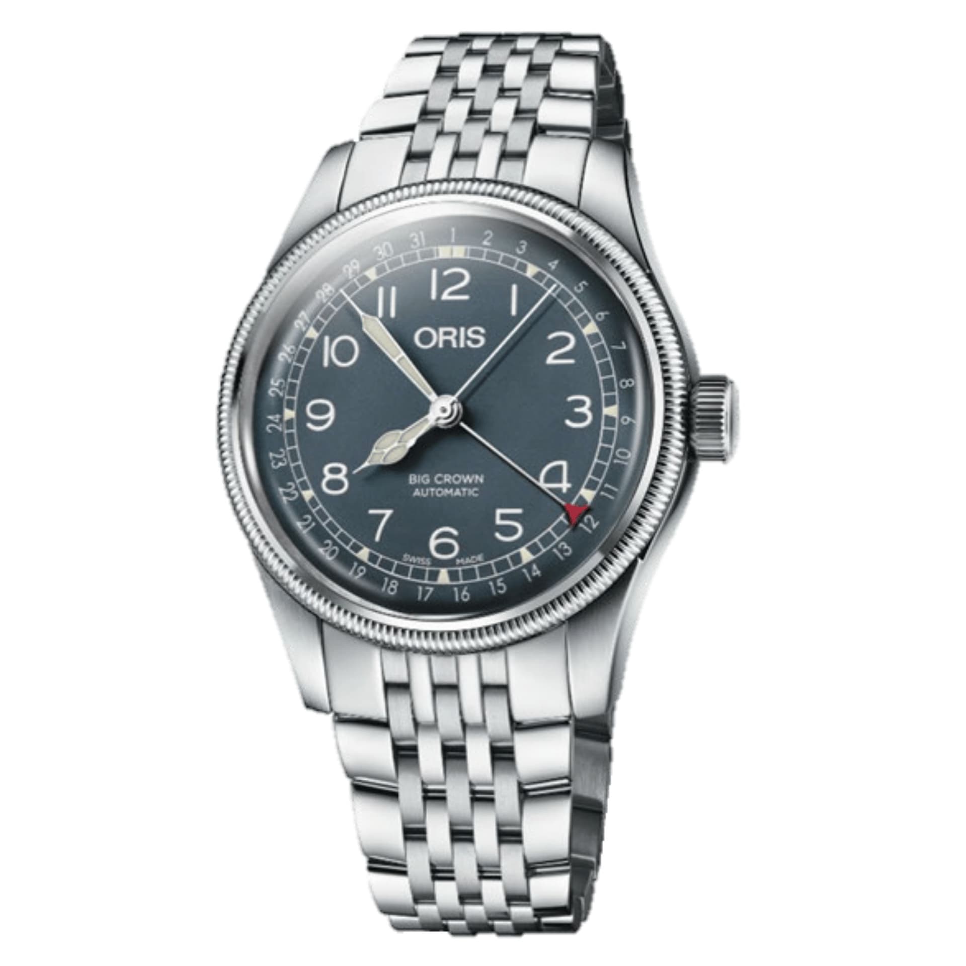 Oris Montre Oris Big Crown Pointer Date cadran bleu bracelet acier 40 mm