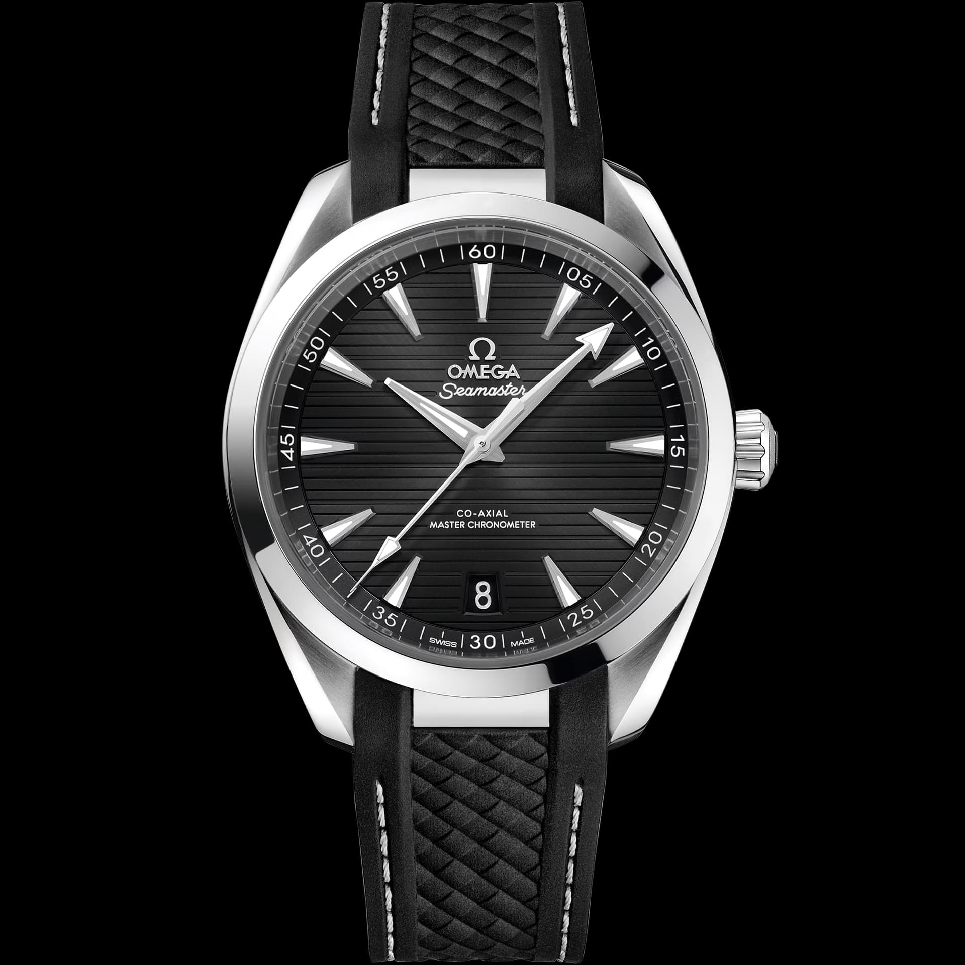 Omega Seamaster 41 mm, acier sur bracelet caoutchouc