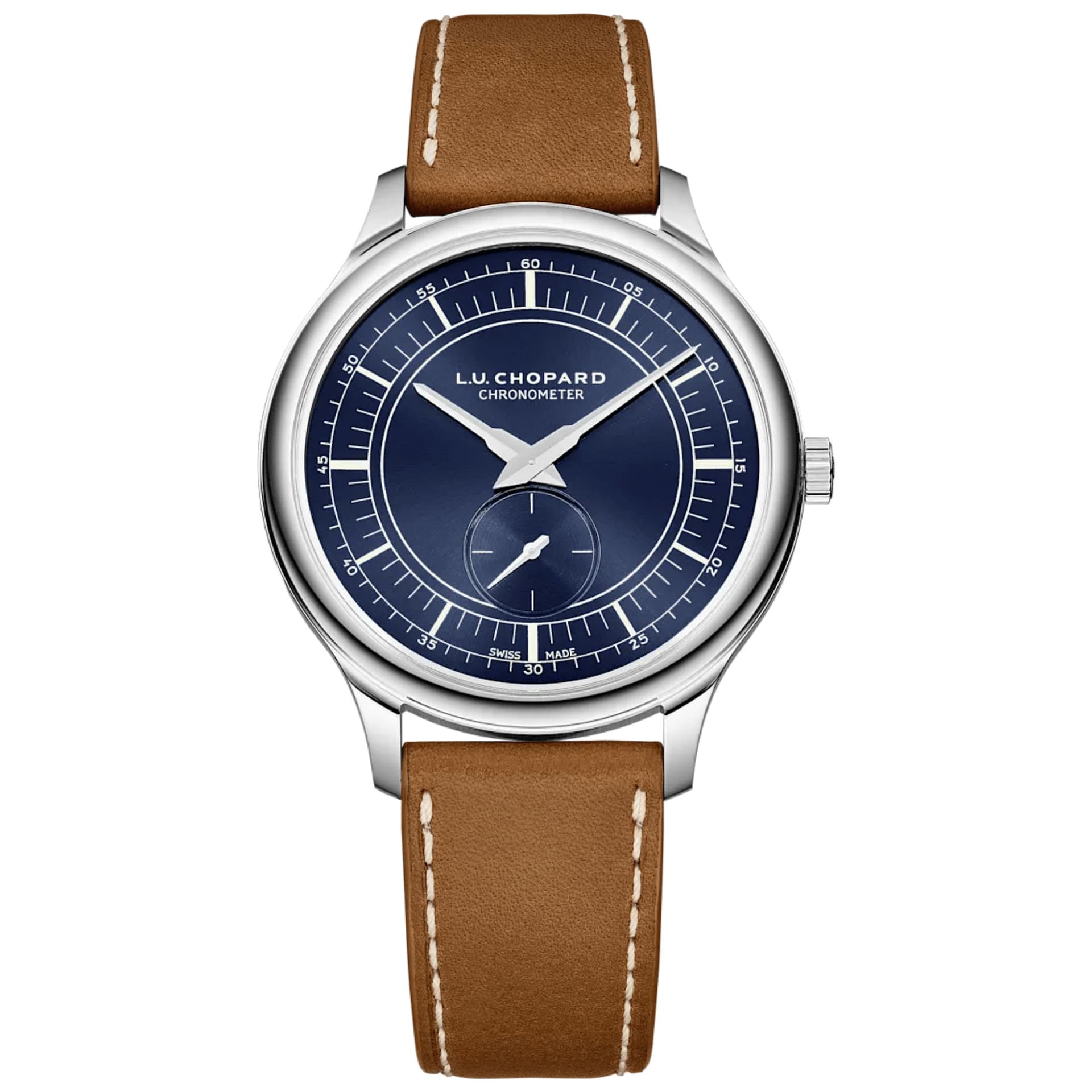 Chopard Montre Chopard L.U.C XPS Prussian Blue automatique cadran bleu bracelet cuir 40 mm