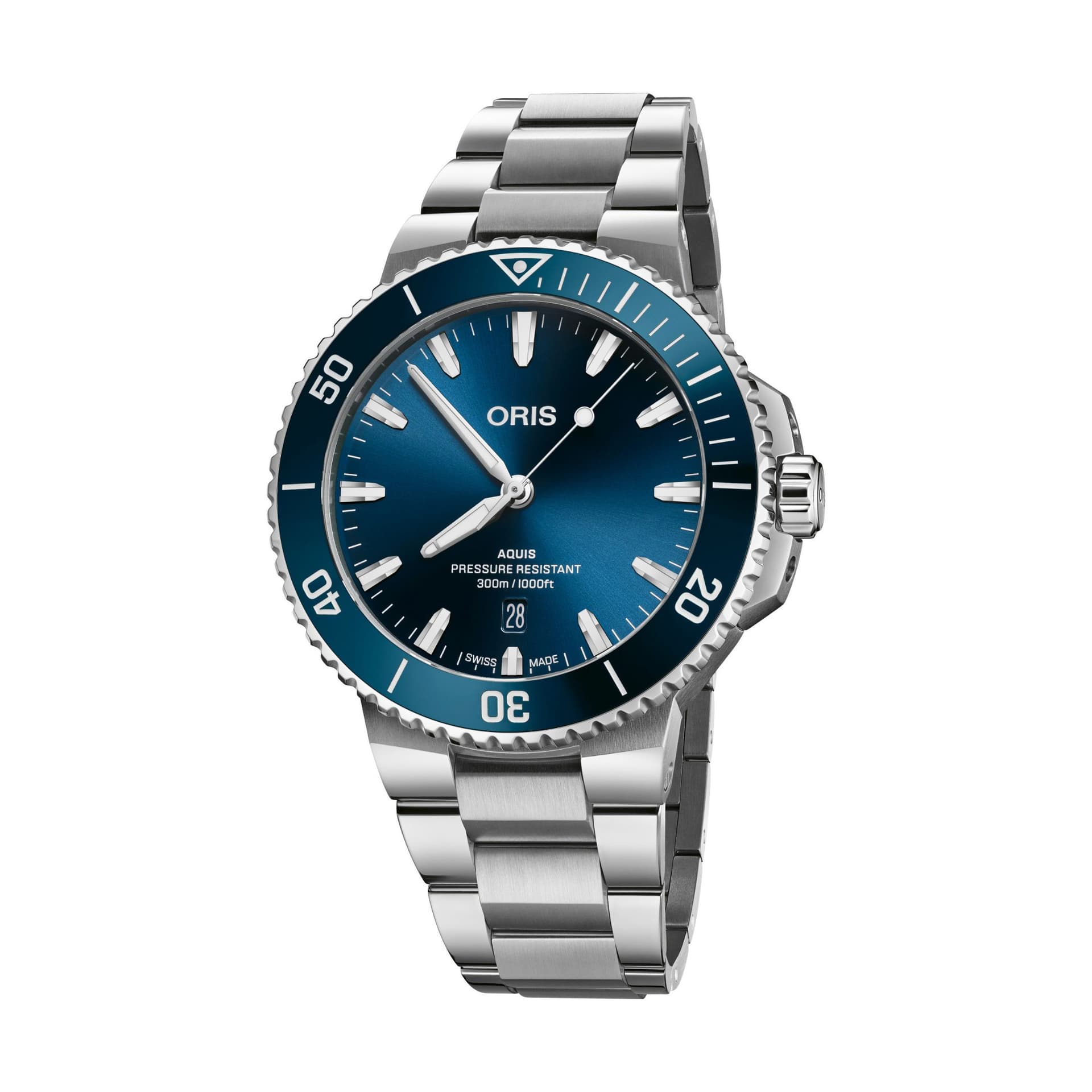 Oris Montre Oris Plongée Aquis Date Calibre 733 automatique cadran bleu bracelet acier 43,5 mm