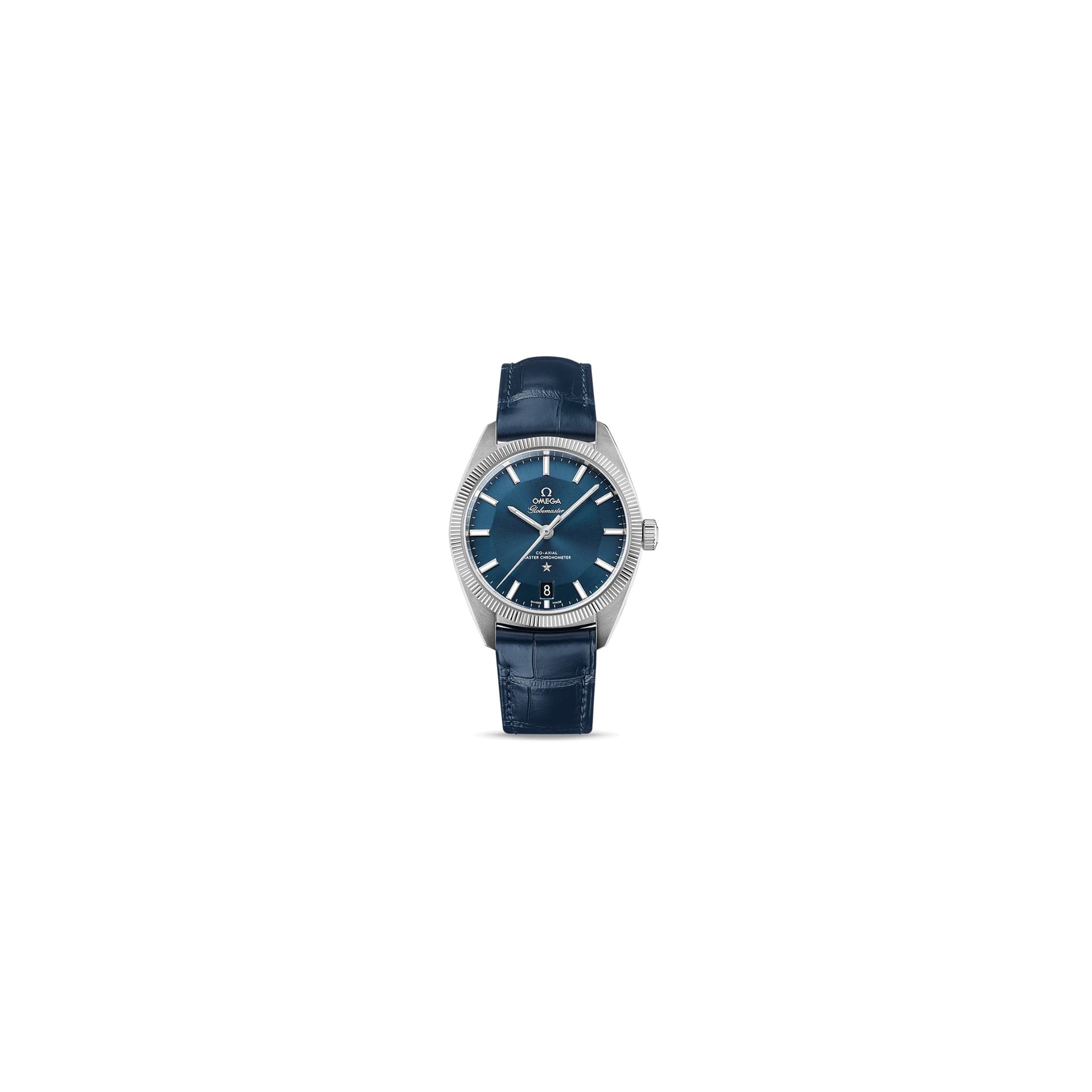 Omega Montre Omega Constellation Globemaster Co-Axial Master Chronometer cadran bleu bracelet cuir bleu 39 mm