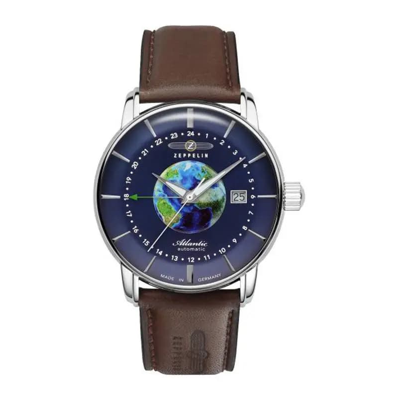 Zeppelin Montre Atlantic Automatic GMT Cuir Marron 84683