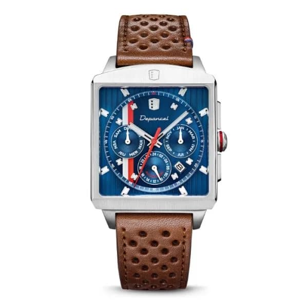 Depancel Montre Depancel Série-R01 Blue Calendrier Automatique Bracelet Racing Marron