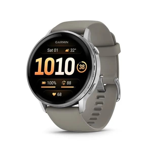 Garmin Montre Garmin Venu 4 - 45 mm Silver Bracelet en silicone Gris