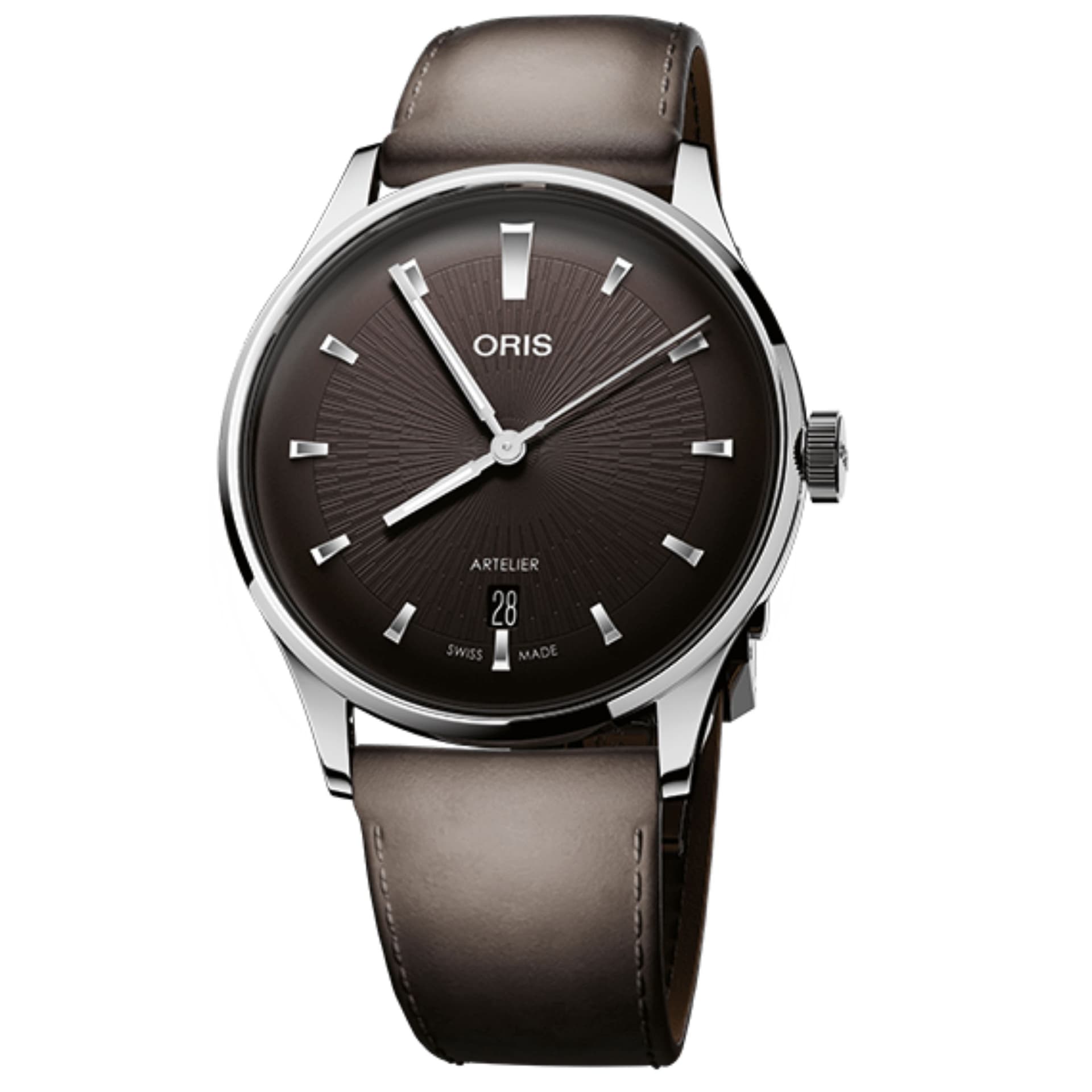 Oris Montre Oris Artelier Date automatique cadran noir bracelet cuir 38 mm