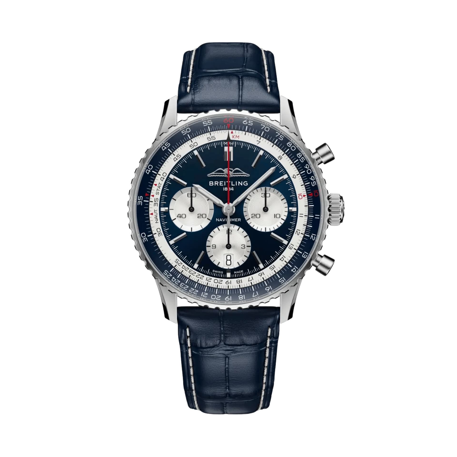 Breitling Montre Breitling Navitimer B01 Chronographe 43 Tribute to Concorde automatique cadran bleu bracelet cuir 43 mm
