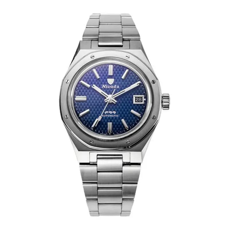 Nivada Grenchen Montre F77 Blue With Date 69001A77
