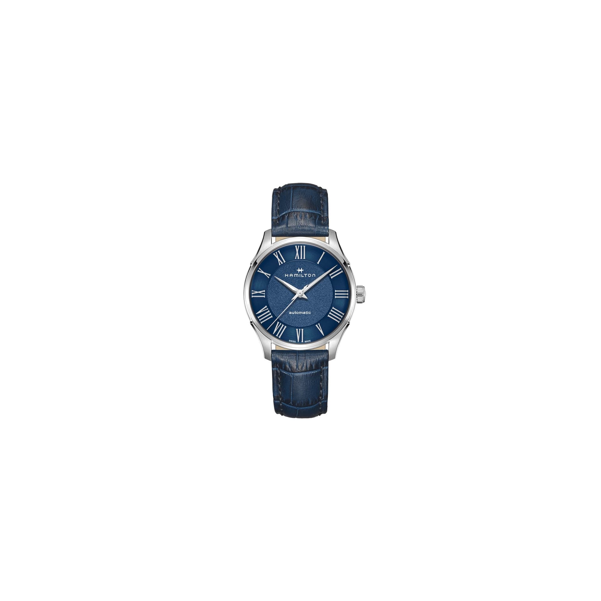 Hamilton Montre Hamilton Jazzmaster automatique cadran bleu bracelet cuir bleu 40 mm