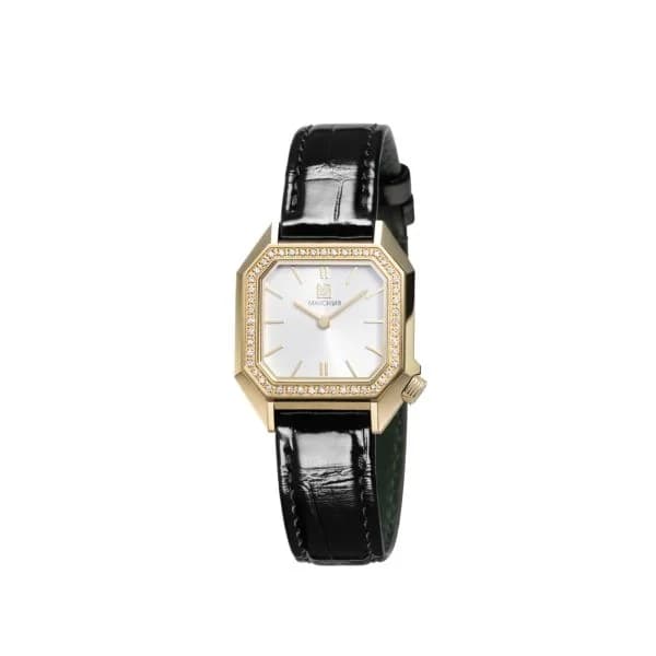 March LA.B Montre March LA.B Lady Mansart Electrique Diamants Or 18k Alligator Noir