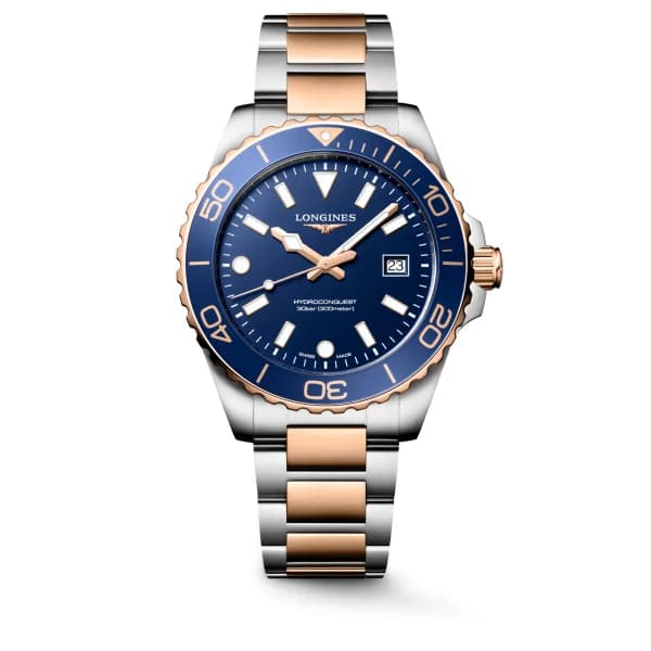 Longines Montre Longines HydroConquest 42mm Quartz Acier &amp; PVD Or Rose Cadran Bleu Sablé