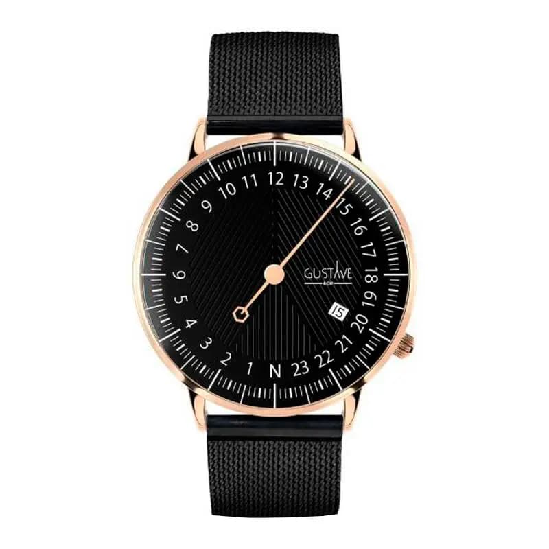 Gustave & Cie Montre 24H André Or Rose & Noir Milanais Noir 40mm