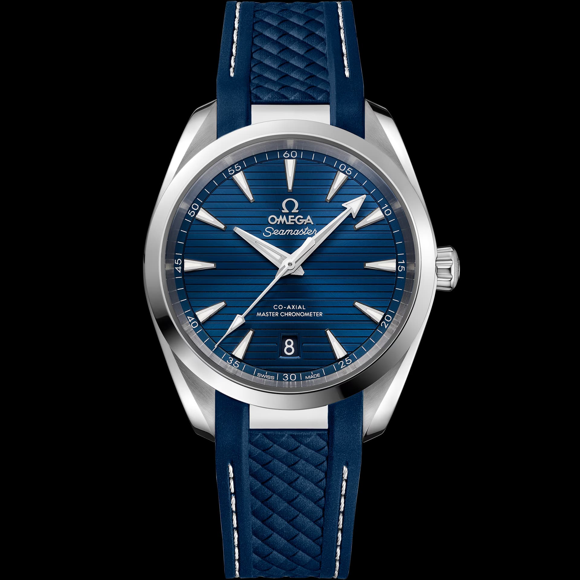 Omega Seamaster 38 mm, acier sur bracelet caoutchouc