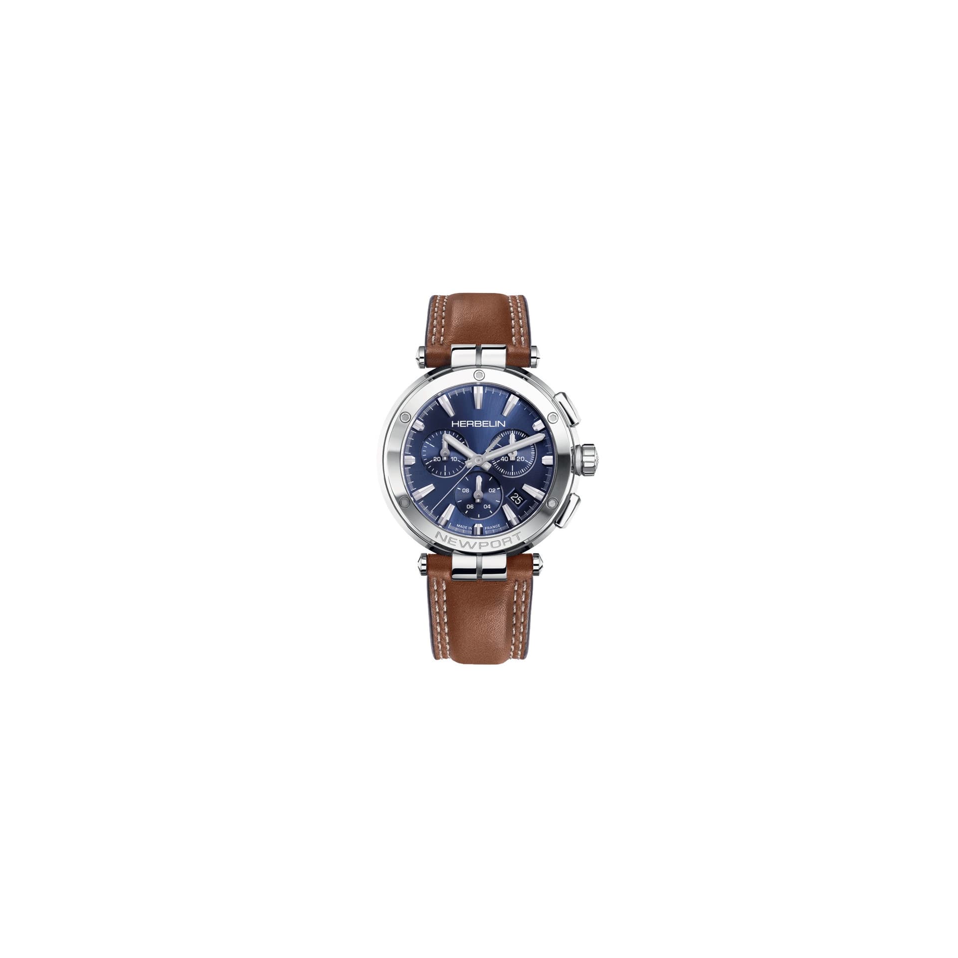 Michel Herbelin Montre Michel Herbelin Newport Chrono quartz cadran bleu bracelet cuir 40,5 mm