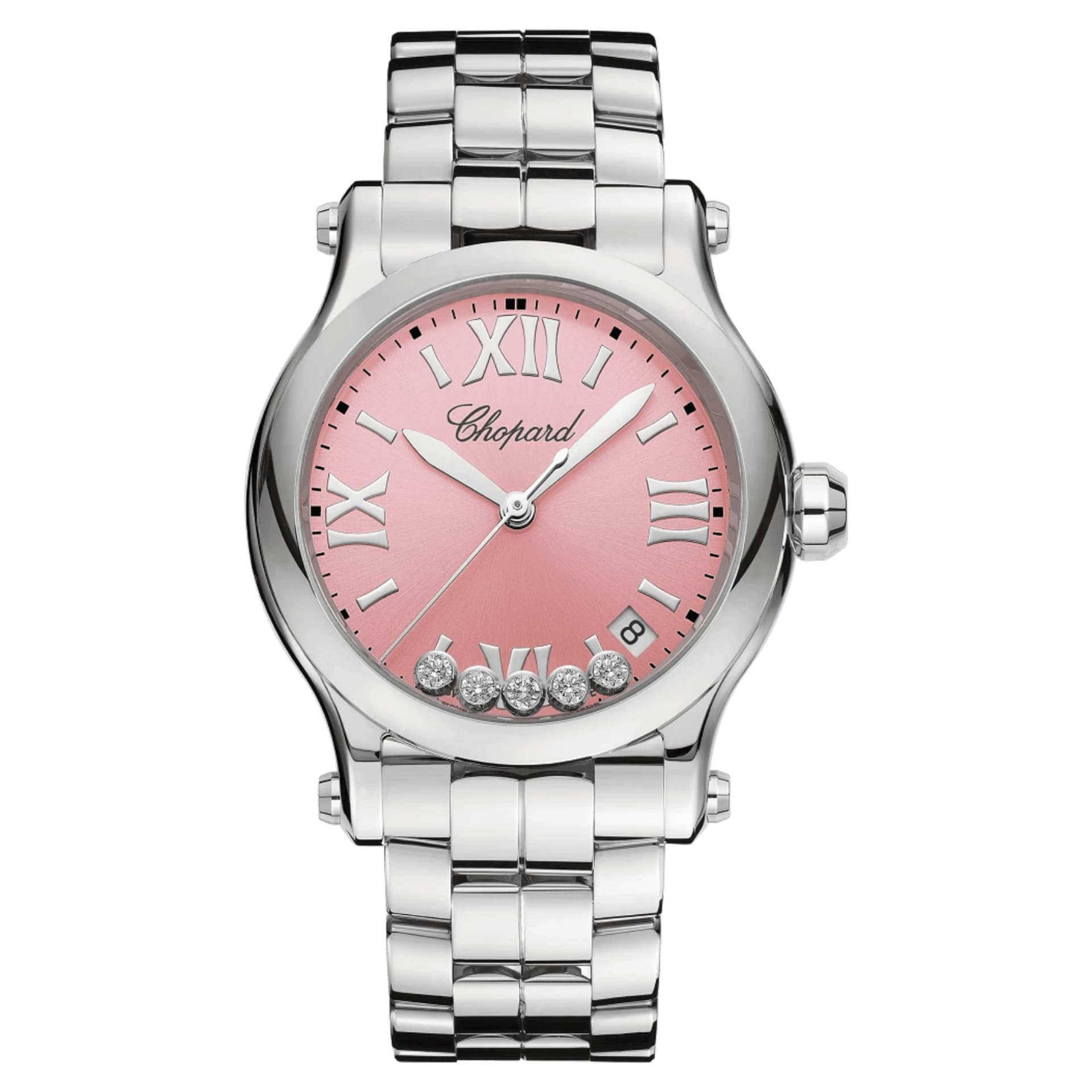 Chopard Montre Chopard Happy Sport quartz cadran rose bracelet acier 36 mm