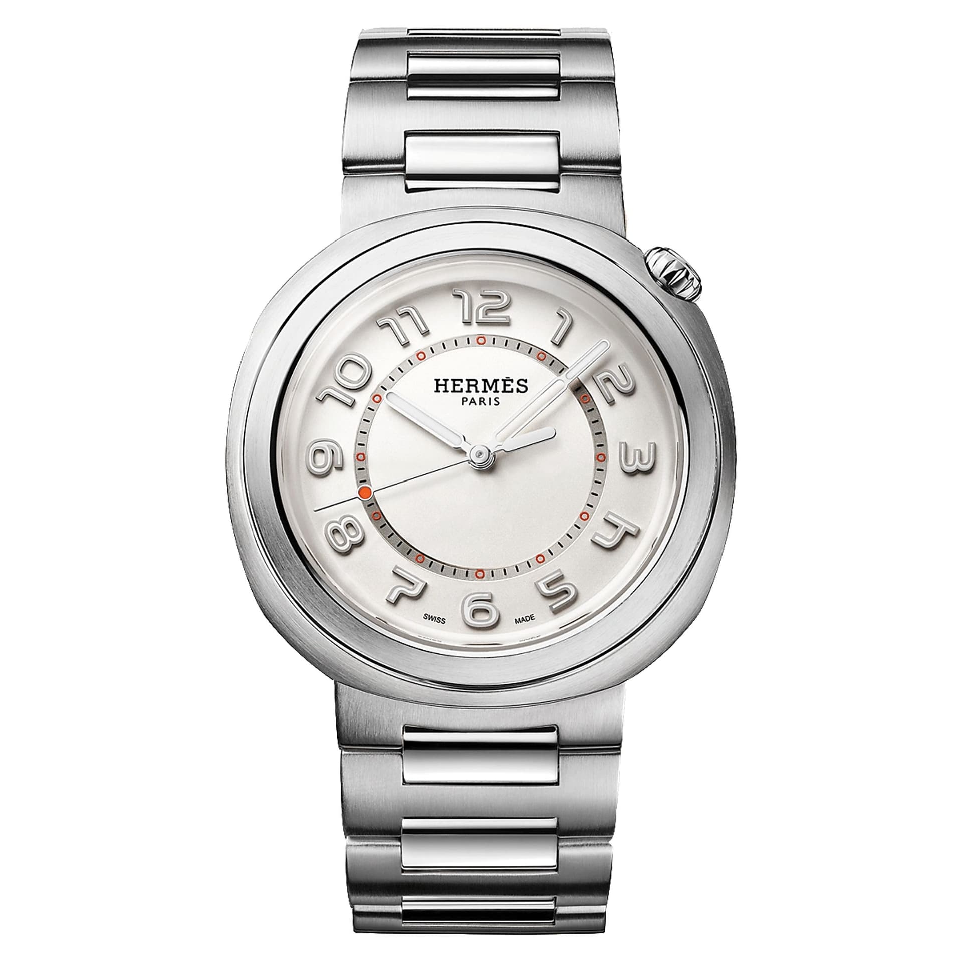 Hermès Montre HERMÈS Cut Grand Modèle automatique cadran argenté bracelet acier 36 mm