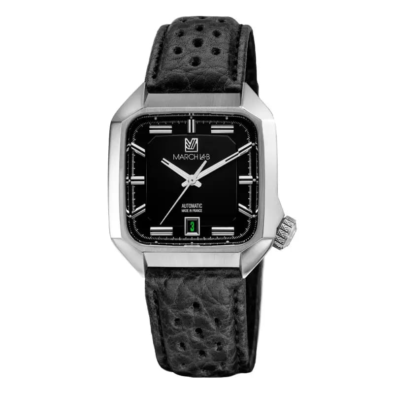 March LA.B Montre March LA.B AM2 Automatique Black Bison Sauvage Perforé Noir