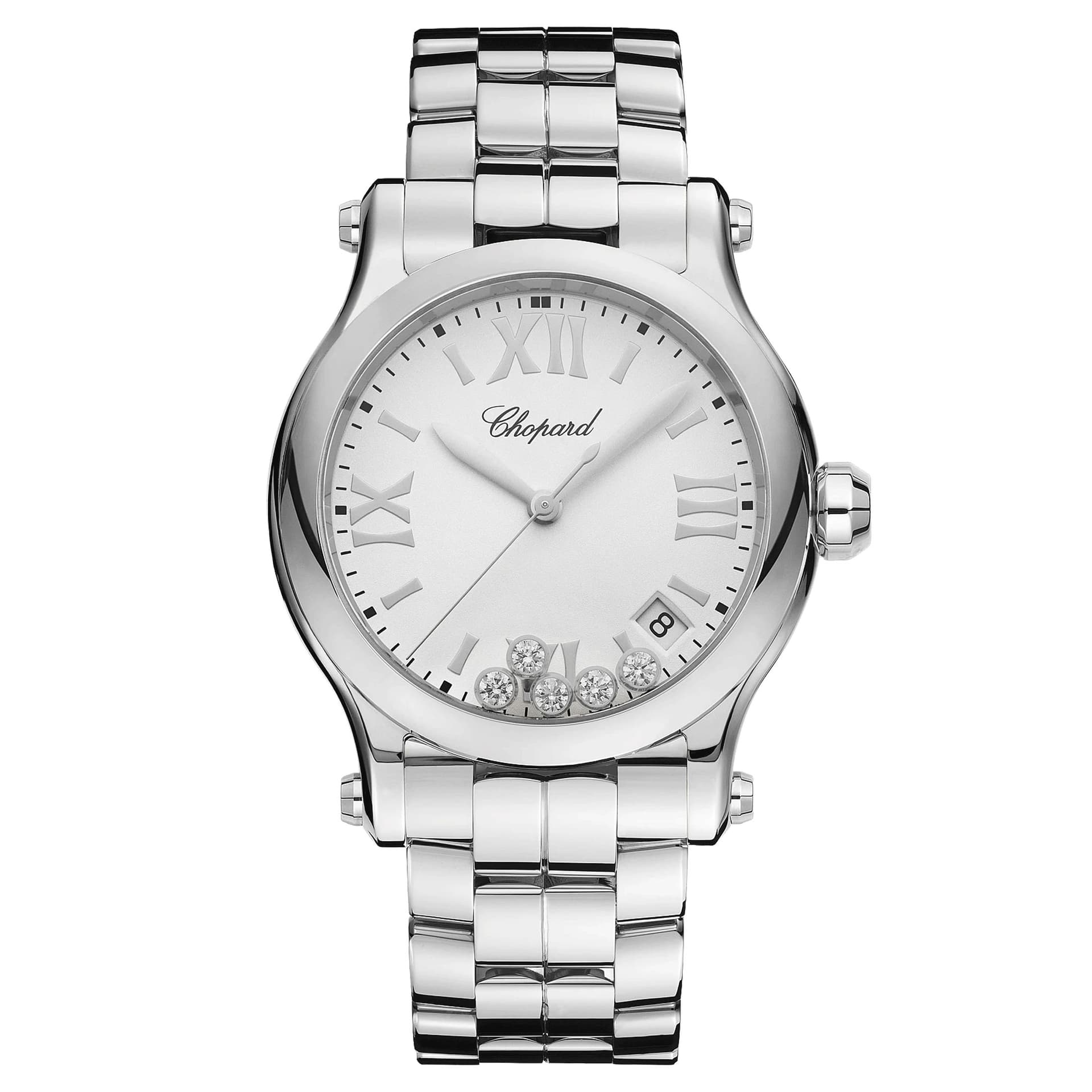 Chopard Montre Chopard Happy Sport quartz cadran blanc bracelet acier 36 mm