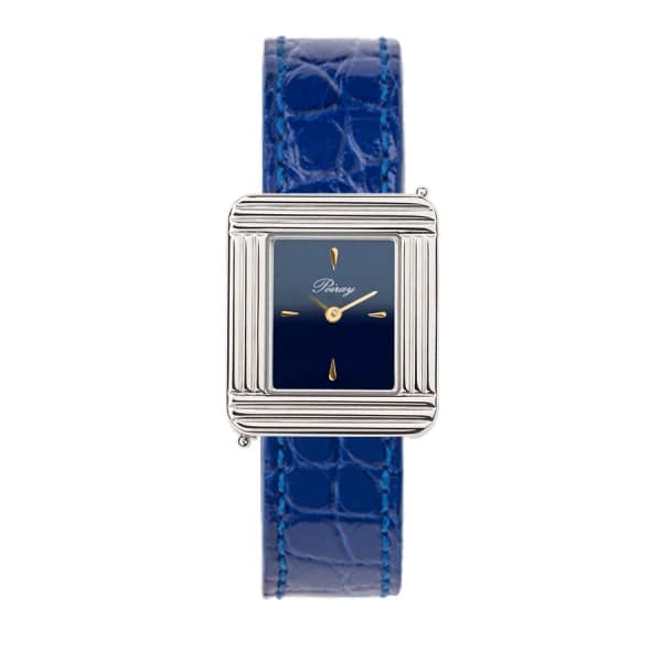 Poiray Montre Poiray Ma Première Acier Cadran Bleu Bracelet Alligator Bleu