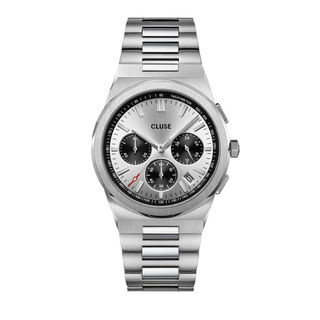 Cluse Vigoureux Chrono Watch Steel, Black, Silver Colour