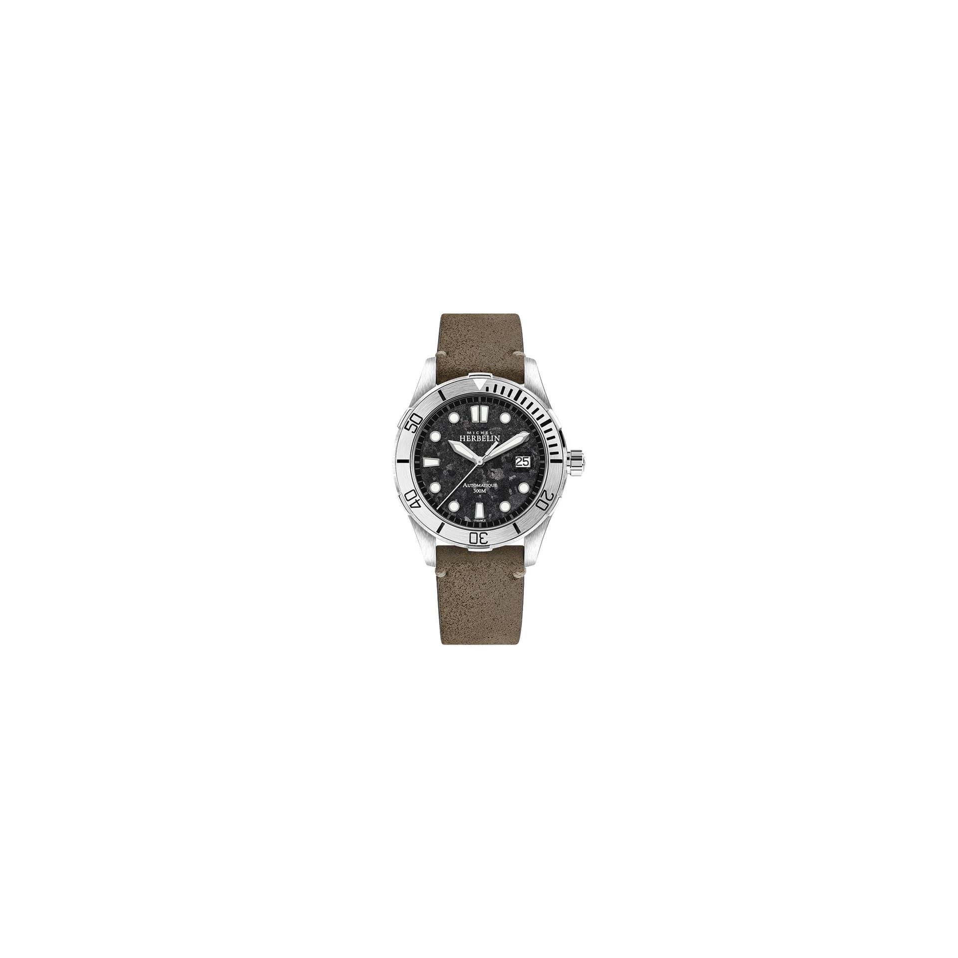 Michel Herbelin Montre Michel Herbelin Trophy Inland automatique cadran gris météorite bracelet cuir vieilli 42 mm