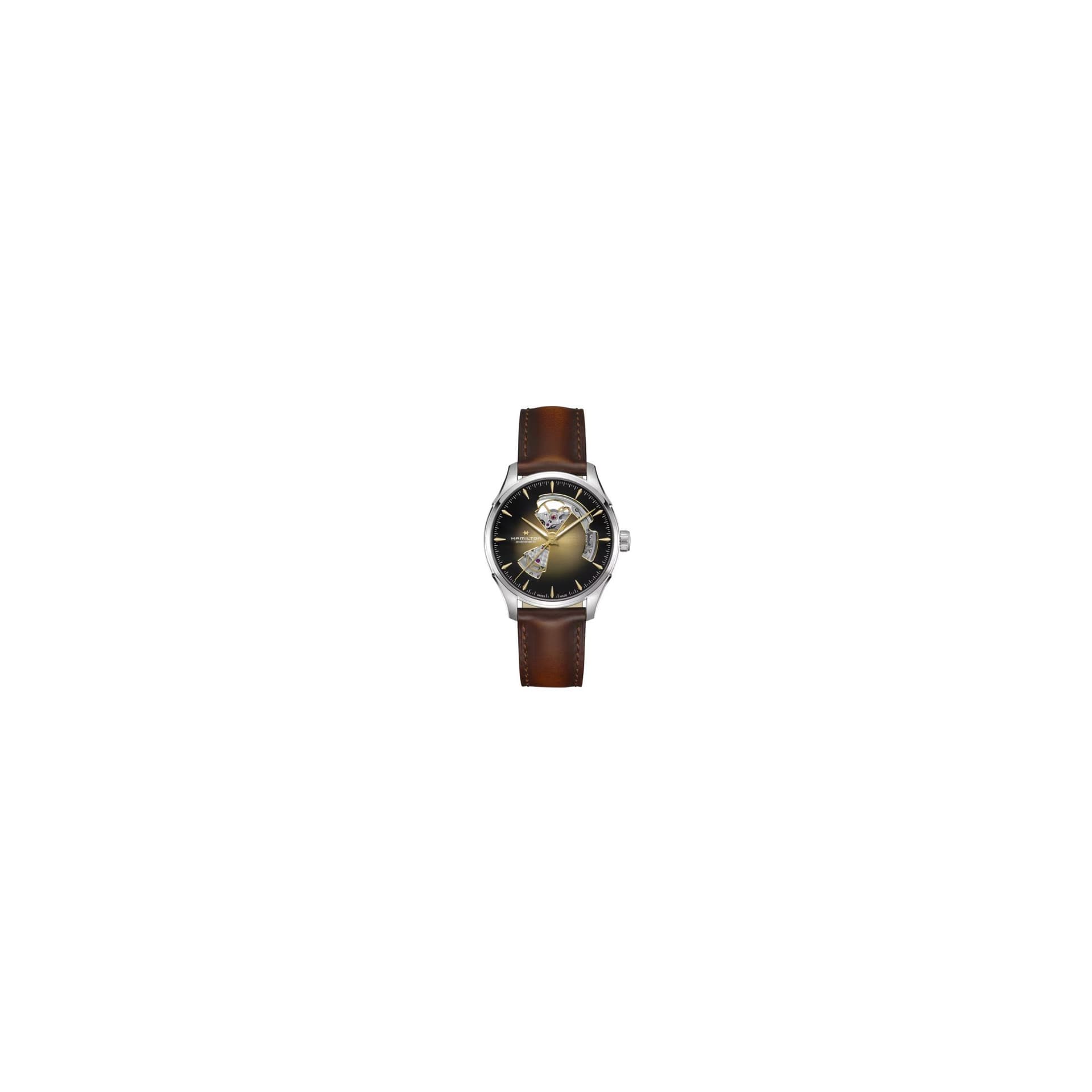 Hamilton Montre Hamilton Jazzmaster Open Heart Auto cadran doré bracelet cuir brun 40 mm