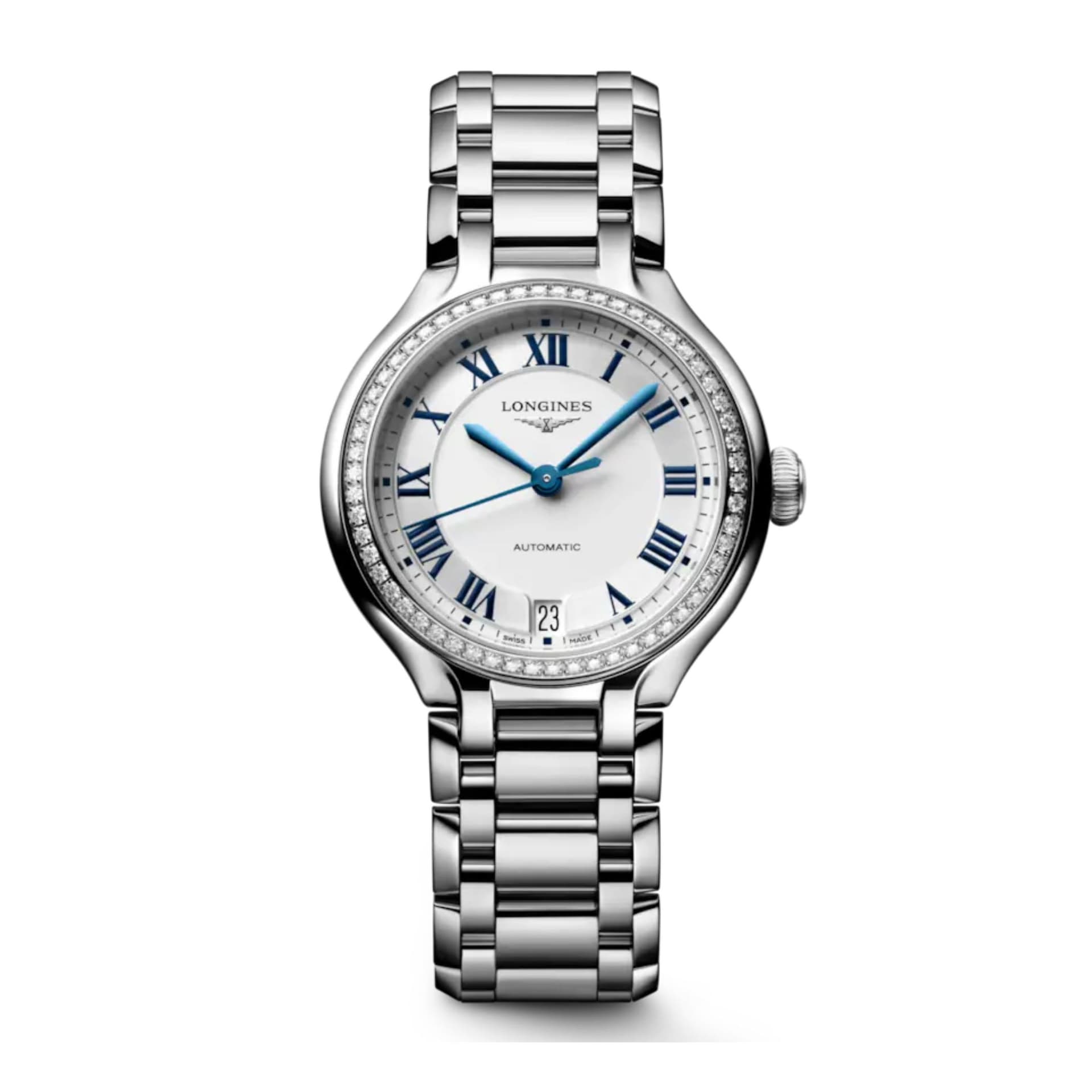 Longines Montre Longines Longines primaluna 34 mm Automatique Cadran Argenté "soleil" Bracelet Acier