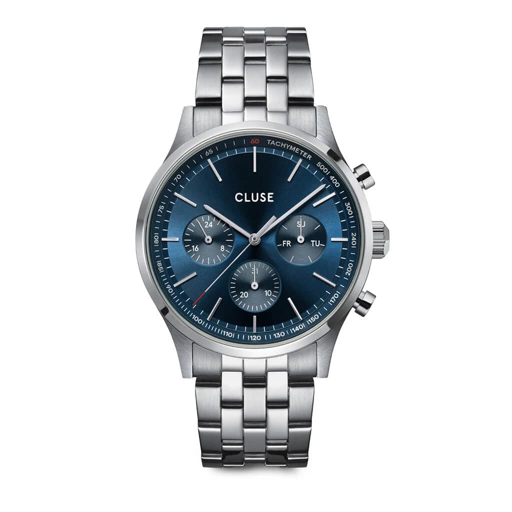 Cluse Anthéor Multifunction Watch Steel Blue, Silver Colour
