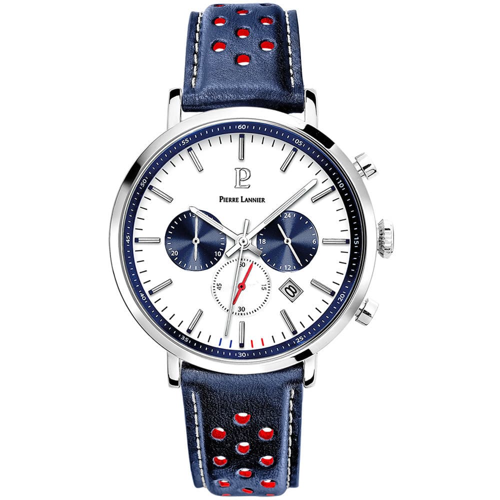 Pierre Lannier Montre Pierre Lannier Collection Baron en Cuir Bleu