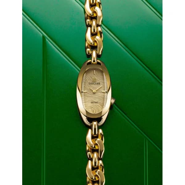 March LA.B Montre March LA.B Oblongue Drapée Gold 20 mm Bracelet Gourmette Dorée