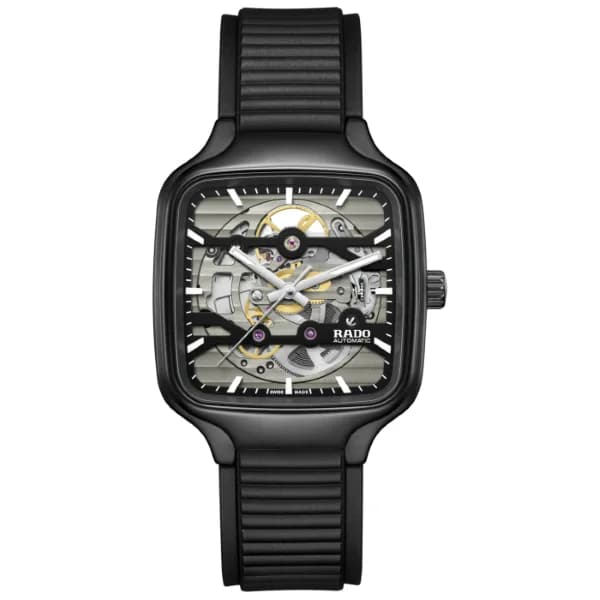 Rado Montre Rado True Square Automatic Skeleton 38mm Bracelet Caoutchouc