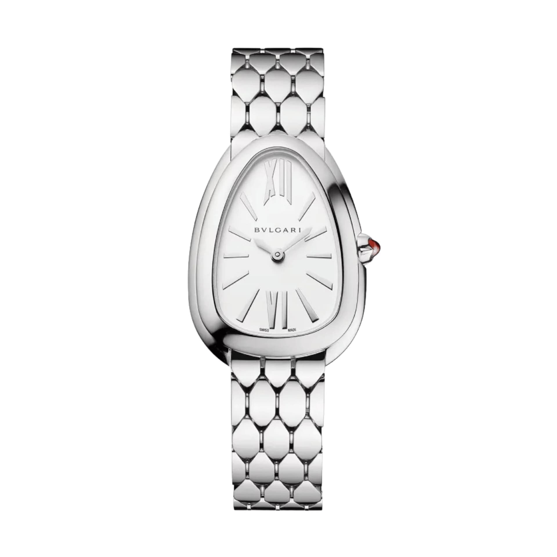 Bulgari Montre Bulgari Serpenti Seduttori quartz cadran blanc bracelet acier 33 mm