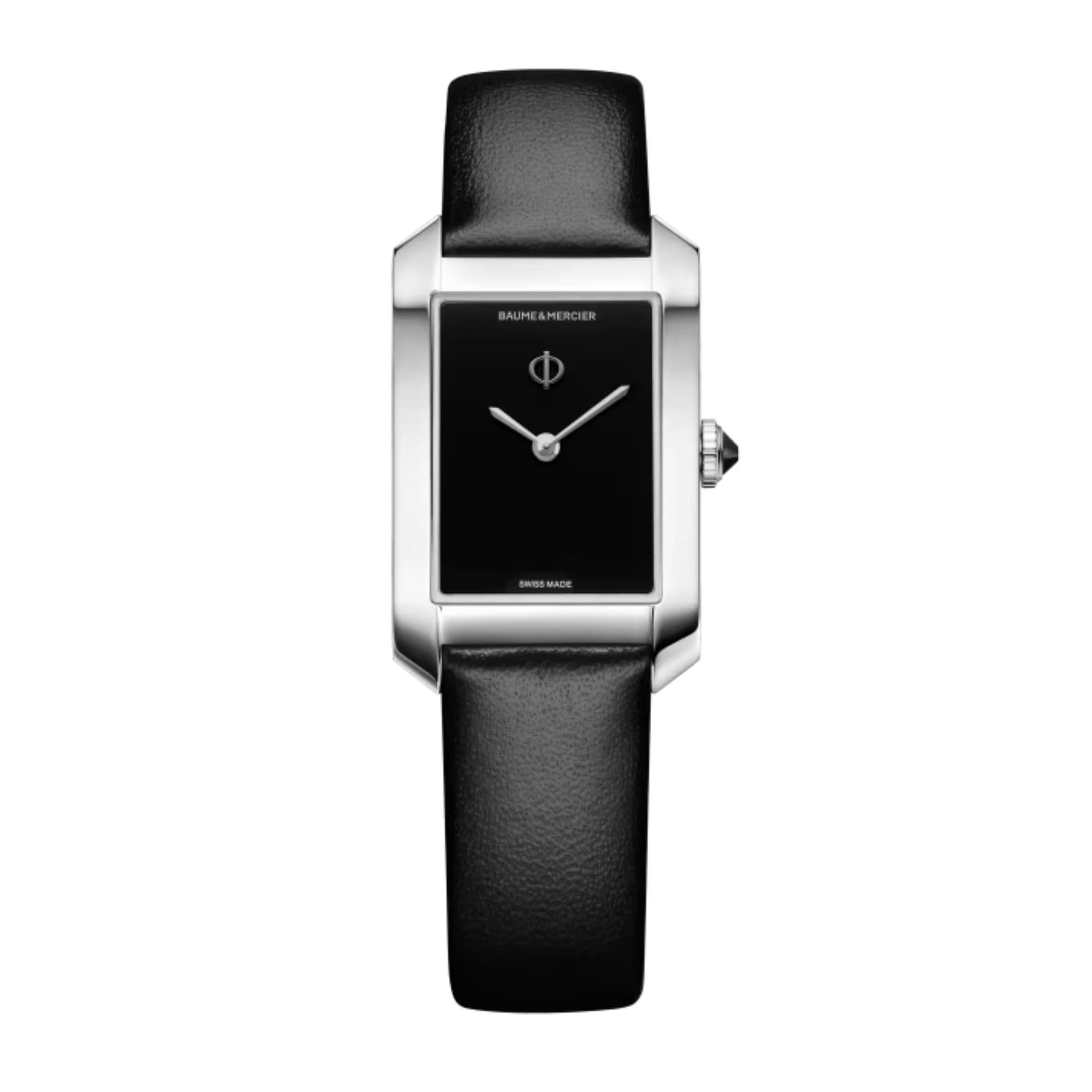 Baume & Mercier Montre Baume et Mercier Hampton quartz cadran noir bracelet cuir noir 35 x 22 mm