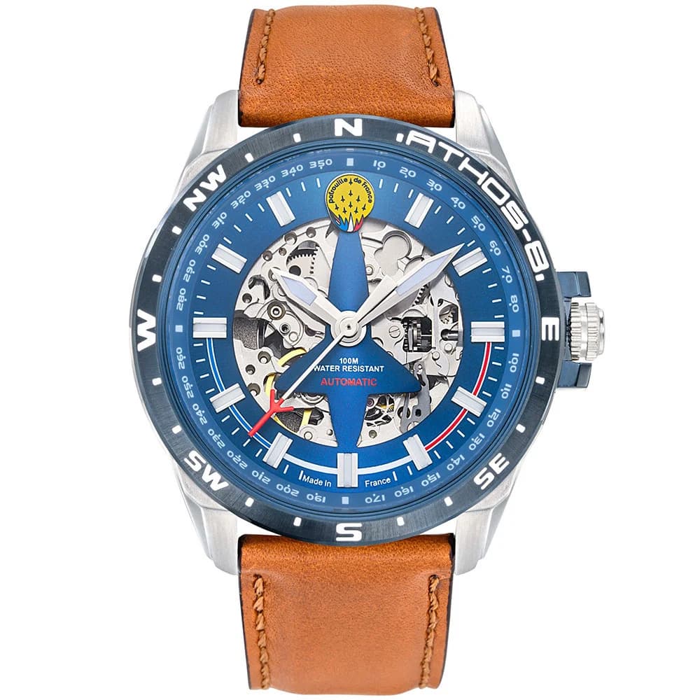 Patrouille de France Montre Automatique Patrouille de France Collection Athos 8 en Cuir Marron
