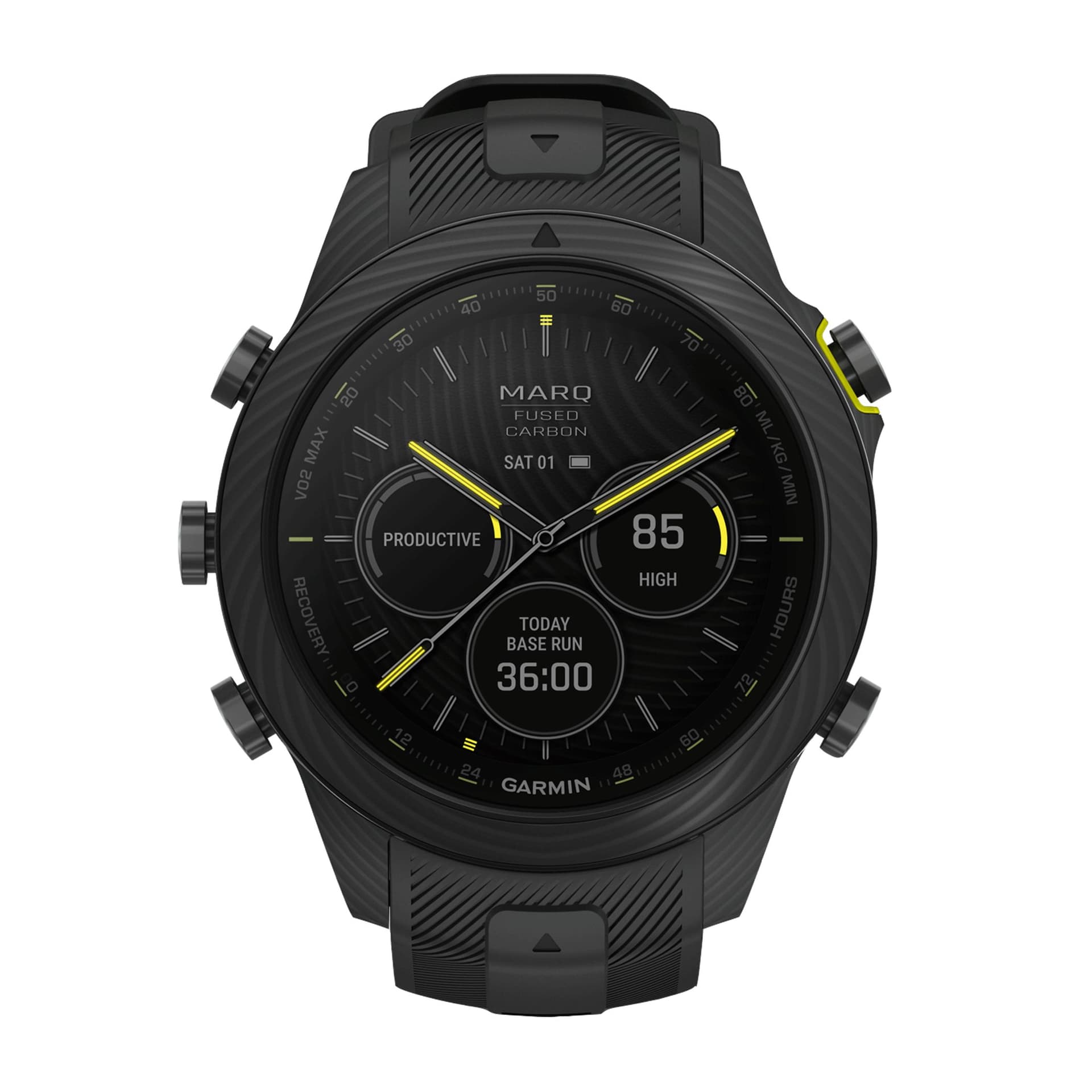Garmin Marq Montre Garmin Marq Gen 2 Athlete Carbon Edition saphir carbone et titane bracelet silicone noir et ceinture cardio-fréquencemètre 46 mm